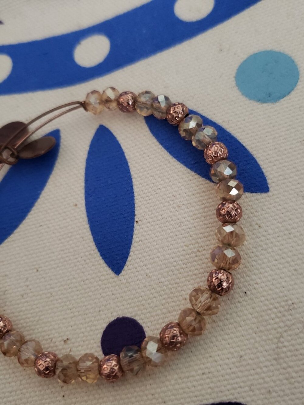 Alex and Ani Copper / Gold Swarovski Crystal Beaded Bangle  67